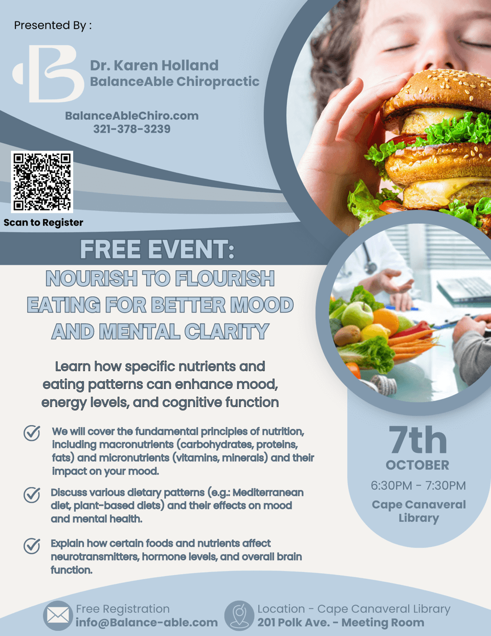 Flyer promoting an event for healthy eating